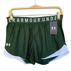 Under Armour Shorts Womens Medium Green Play Up 3.0 Running Logo Waist Training